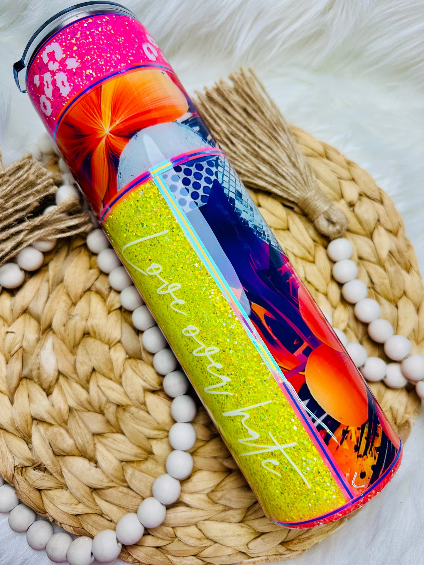 32oz Tipsy Love Over Hate Neon Vibes