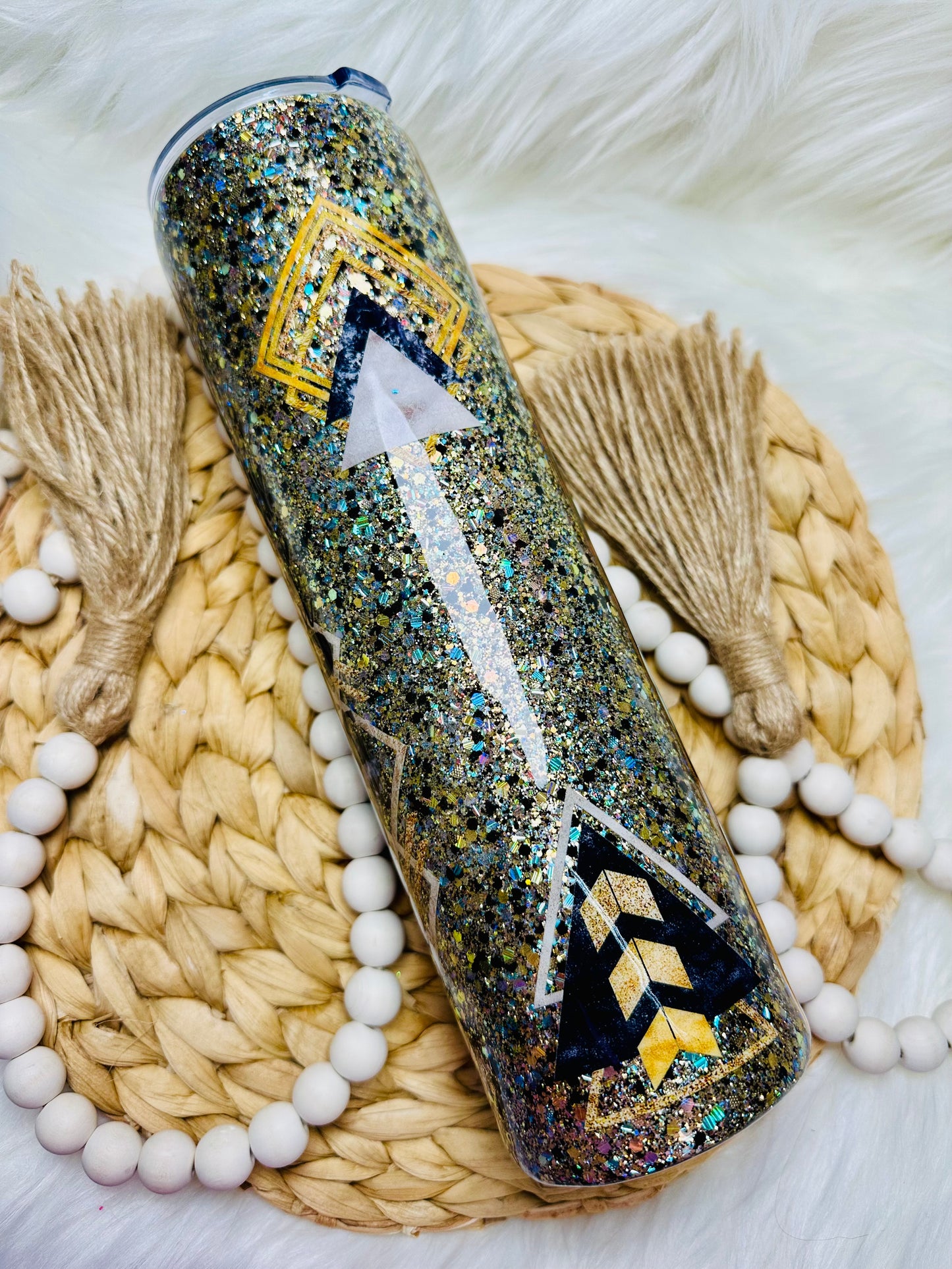 32oz Tipsy Black & Gold Emerald Leopard
