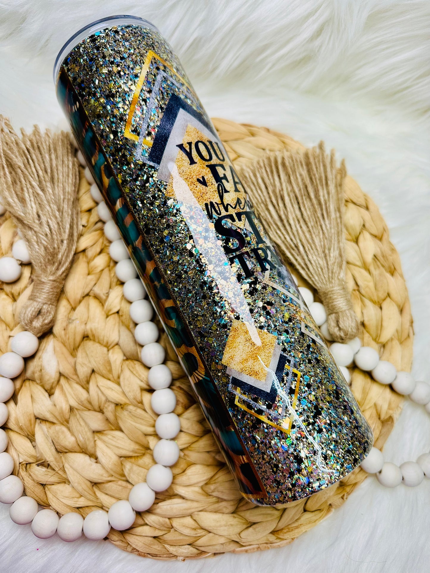 32oz Tipsy Black & Gold Emerald Leopard