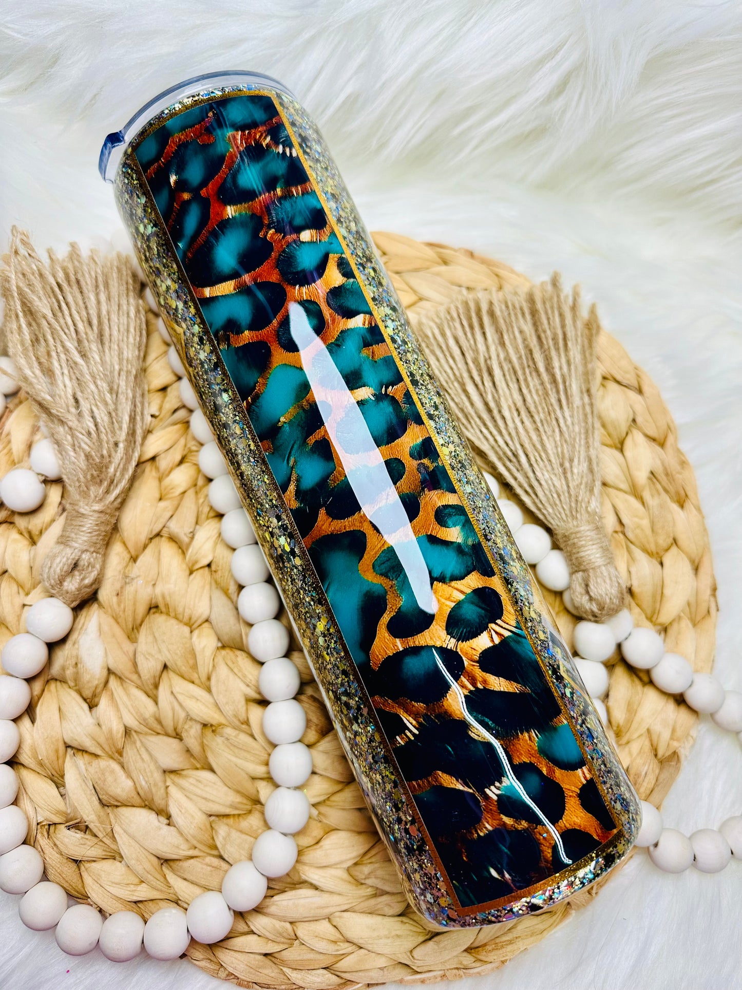 32oz Tipsy Black & Gold Emerald Leopard