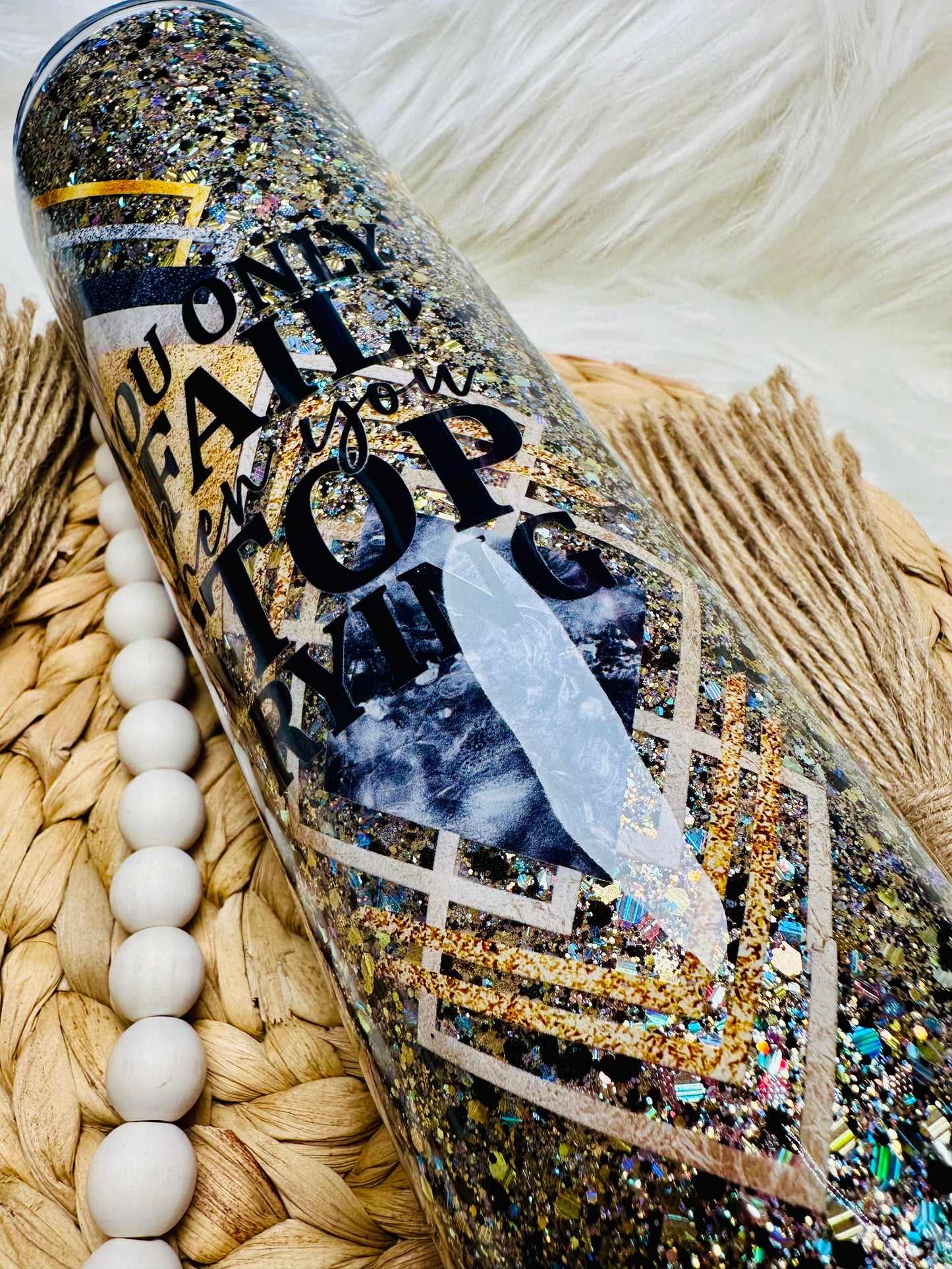 32oz Tipsy Black & Gold Emerald Leopard