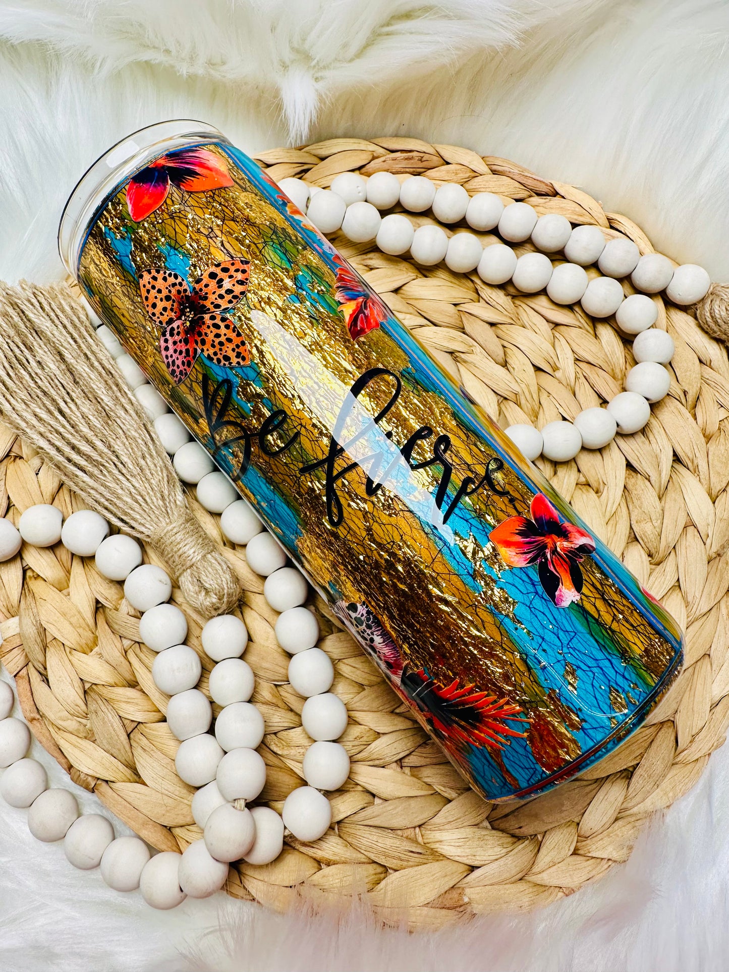 Teal and Gold Be Fierce 20oz