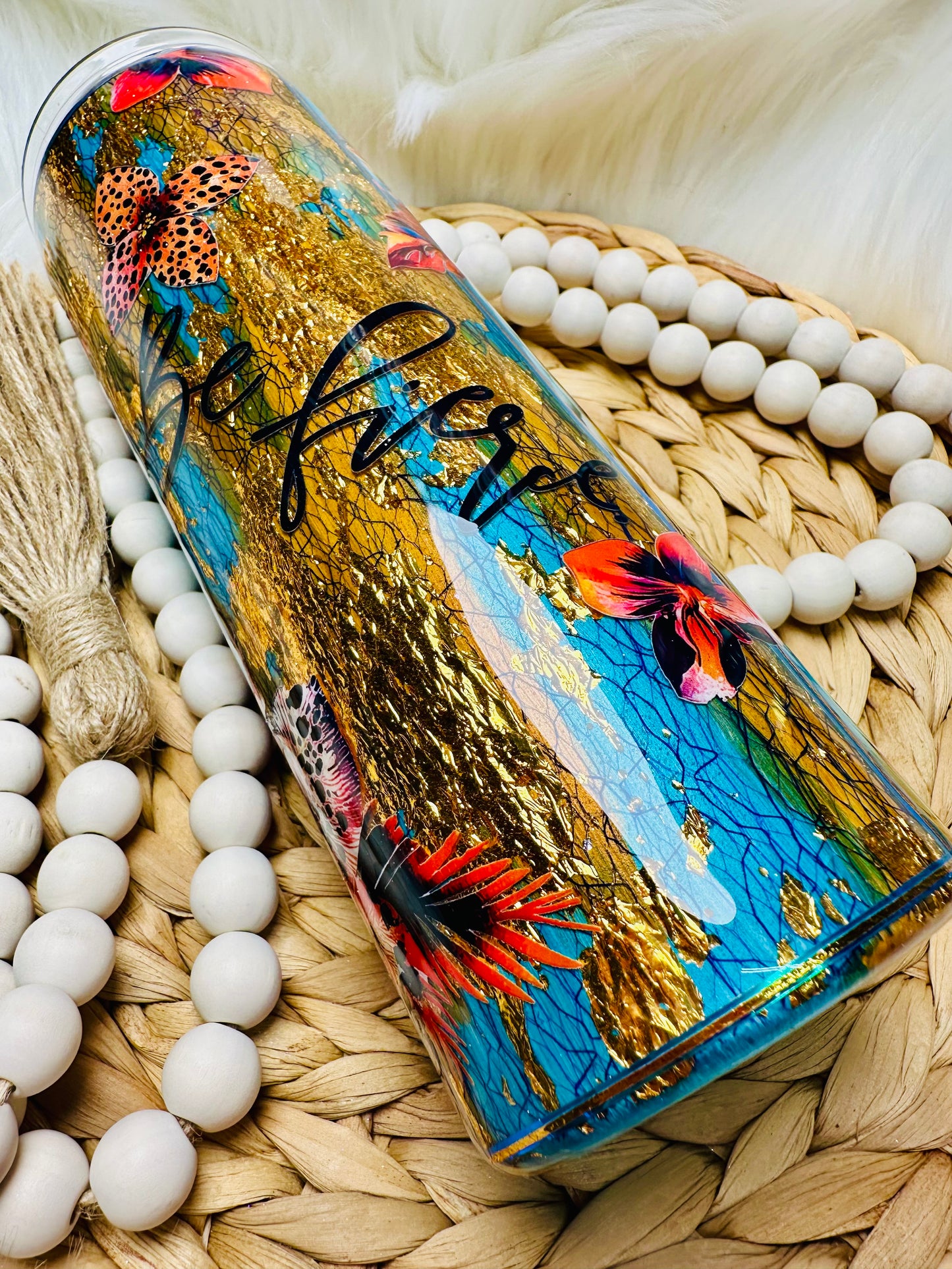 Teal and Gold Be Fierce 20oz