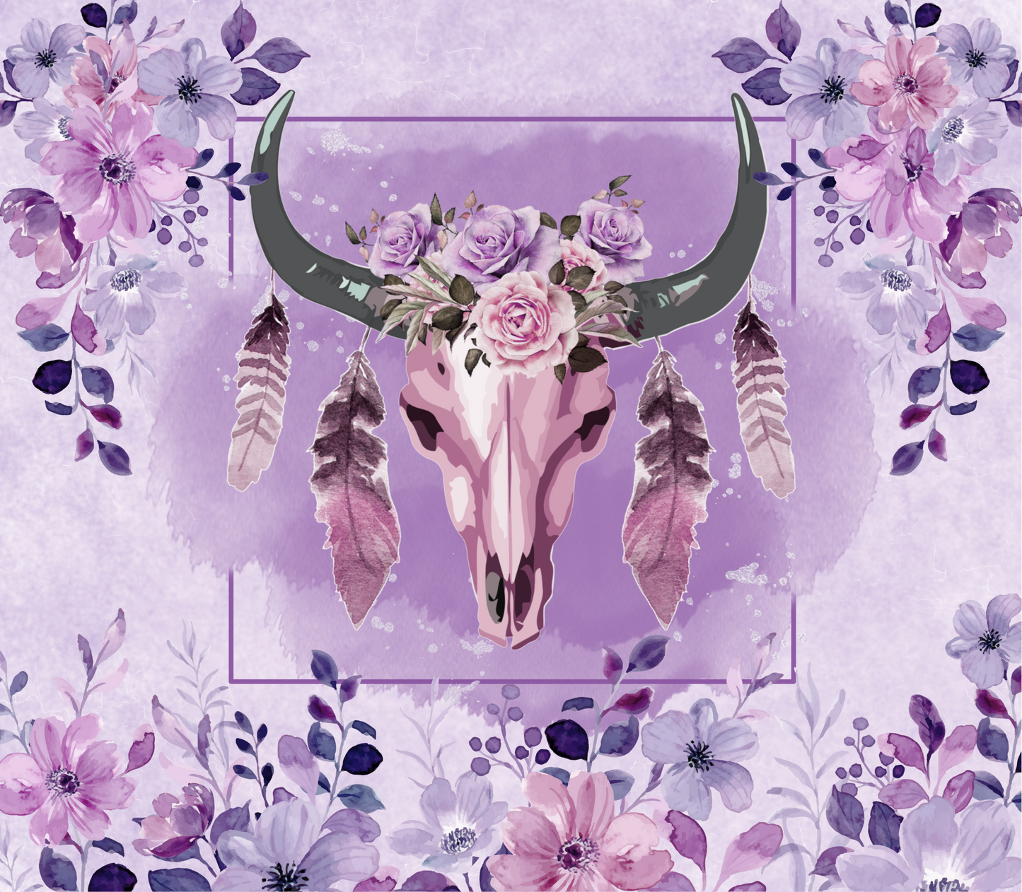 Purple Watercolor Longhorn